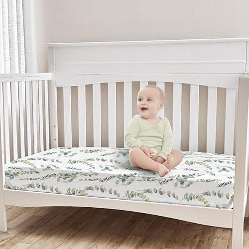 Bimocosy Crib Sheets Fitted for Boys Girls 4 Pack, Baby Crib Mattress Sheets, Super Warm Bed Sheets, Size 28"x 52" for Standard Crib and Toddler Mattresses, Super Soft and Breathable Microfiber Leaf - Leaf/Bear/Gray/Green thumbnail 2