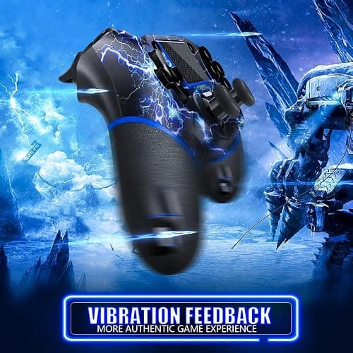 AceGamer Wireless Controller for PS4, Custom Design V2 Gamepad Joystick for PS4 with Non-Slip Grip of Both Sides and 3.5mm Audio Jack! Thumb Caps Included! (Lightning) thumbnail 4