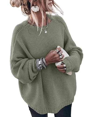 Womens Oversized Sweaters Loose Solid Casual Long Sleeve Mock Neck Knitted Jumper Tops - Image 1