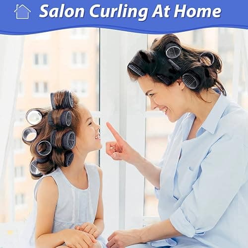 Lockenwickler locken Set 24 Stücke, Große Locken Curlers Ohne Hitze Selbsthaftend Haftwickler, Groß Hitzefreie Haarwickler Hair Rollers mit 12 Stücke Entenschnabelclips für lange mittlere kleine Haar thumbnail 4