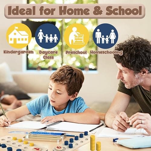 TEUVO Montessori Counting Peg Abacus for Kids Age 3 4 5 6 Years Old, Math Manipulatives Materials Wooden Learning Toys Numberblocks Toddler Puzzle & Kindergarten Home School Montessori Teaching thumbnail 7