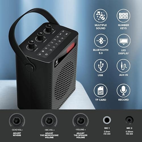 Voice Amplifier Wireless Microphone/Handheld Mic- 40W Portable Microphone and Speaker Wireless karaoke System, Bluetooth Speaker with Mics Personal Pa System, 4 Sound Effects for Teachers Speaking S95 thumbnail 2