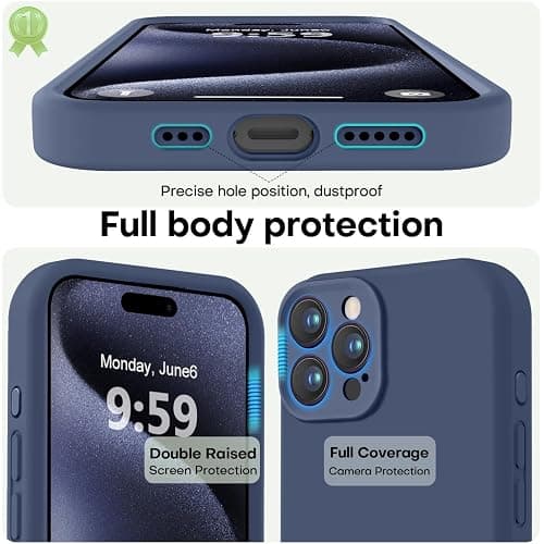 LOVE 3000 Designed for iPhone 15 Pro Max Case, Premium Silicone with [Soft Anti-Scratch Microfiber Lining] Shockproof Protective Phone Case for Men Women Girls 6.7", Navy Blue thumbnail 3
