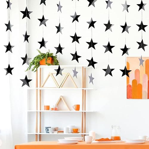 Patelai 130 Feet Glitter Star Garland Banner 2026 Party Decoration Double Side Star Hanging String Streamer Paper Twinkle for Graduation Wedding Birthday (Black) thumbnail 2