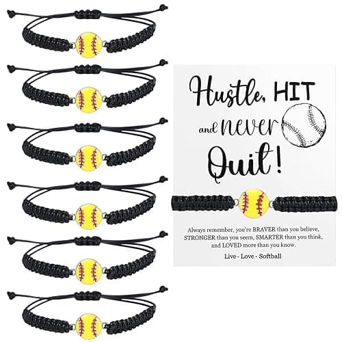 AIOMOB 12 Sets Sports Bracelets Gifts Adjustable Woven Bracelets with Inspirational Cards Volleyball Basketball Football Soccer Tennis Softball Gift for Spots Team Players Party Favors bulk - Image 1
