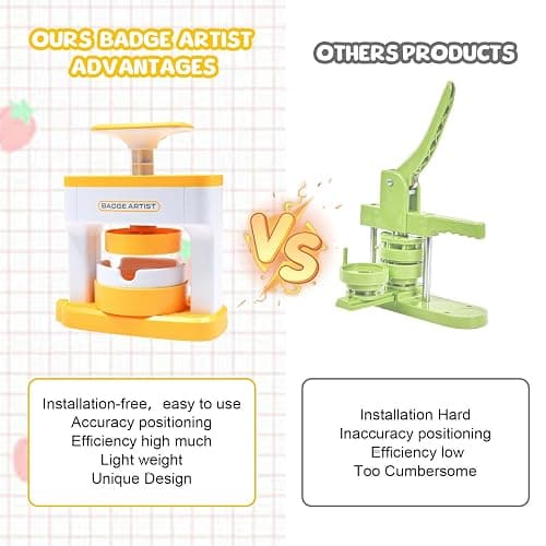 Button Maker Machine 55mm/2.16in, Pin Maker Machine Kit with 48 Buton Parts | DlY Badge Maker, Orange Button Press Machine for School, Parties, Events, Christmas, Perfect Gifts Beginner Experience Kit thumbnail 2