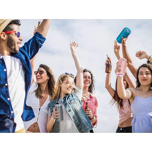 Ortizan Bluetooth Speaker, Portable Wireless Bluetooth Speakers With Led Light, Louder Volume & Enhanced Bass, IPX7 Waterproof, 30H Playtime, Durable Loud Speaker Bluetooth for Travel, Outdoor - Pink thumbnail 6
