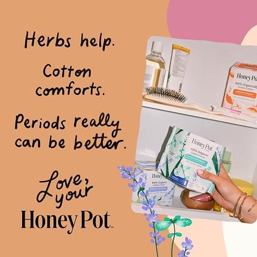 The Honey Pot Company - Cooling Herbal - Long Panty Liners for Women | Cooling Effect - Infused w/Mint, Aloe, Lavender, Rose - Organic Cotton Cover - Feminine Care - 120ct thumbnail 8