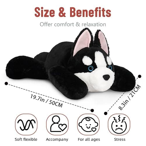 Niuniu Daddy 20" | 3.3 Pound Weighted Husky Stuffed Animals for Adults Kids, Weighted Stuffed Husky Dog Plush for Toddler, Fluffy Plushy Toy Body Pillow with Soft Fur for Present Christmas Birthday thumbnail 3