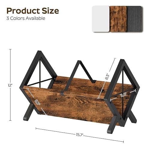 YATINEY Vinyl Record Holder, Record Storage Rack Holds 80-100 LP，Wooden and Metal Record Organizer, Quick Assembly Magazine Holder for CDs, Magazine, Albums, Rustic Brown and Black CJ06BR thumbnail 3