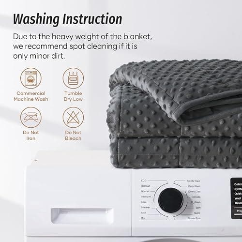 Wemore Minky Dot Weighted Blanket for Adults Queen Size 15 lb, Soft Heavy Blanket for Stress Relief and Sleep Promotion, Breathable Blanket for All-Season with Glass Beads, Dark Grey 60 x 80 inches thumbnail 8