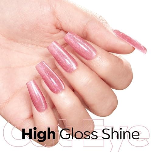 modelones Pink Cat Eye Gel Nail Polish Light Pink 9D | with Magnet Shimmer Glitter Gel Polish Soak Off Reflective Translucent Jelly Gel Nail Polish 15 ML thumbnail 3