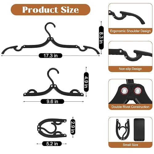 12 Pcs Travel Hangers Portable Foldable Hangers for Cruise Essentials 2026 | Cruise Must Have Clothes Hangers Travel Cruise Ship Essentials for Suitcase Luggage Camping Road Trip Fly Vacation Organizer thumbnail 2