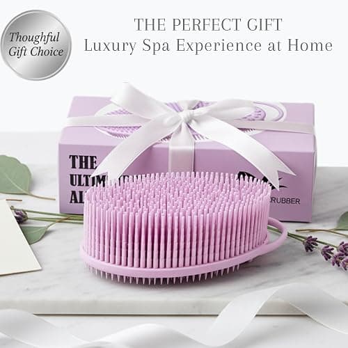 Exfoliating Body Scrubber Silicone - Textured Back Scrubber Shower Brush - Avilana Bath Loofah Alternative Dual Sided - Gentle Smoothing Body Wash Tool Rough Skin - Gift Women Men thumbnail 6