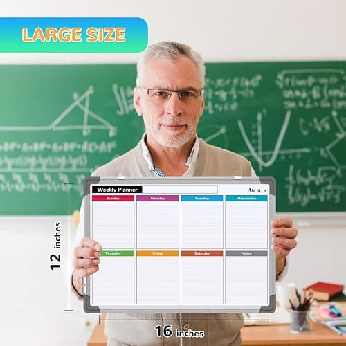 Small Weekly Calendar Dry Erase Whiteboard for Wall, 16" x 12" Magnetic Dry Erase Board, Hanging Double-Sided White Board, Portable Board for List, Kitchen, Planning, Memo, Home, Office - Red thumbnail 6