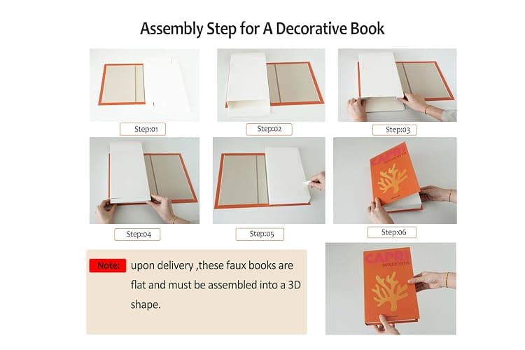TOP CLADD Coffee Table Decorative Books For Home Decor, Fake Books For Decoration, Aesthetic Bookshelf Decor for Living Room Office Bedroom, 3 Piece. - Orange thumbnail 3