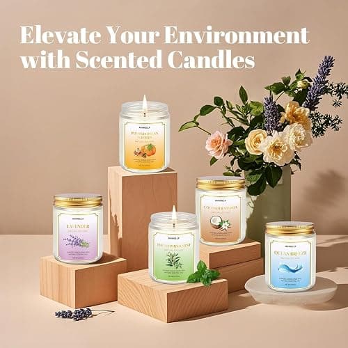 HANOLLY Candele Profumate Cocco & Vaniglia, Candela di Soia Naturali Aromaterapia Rilassante, Candela Profumata Lunga Durata per Yoga e Bagno, Regalo Donna Compleanno Perfetto, Fino a 50 Ore, 255g thumbnail 6