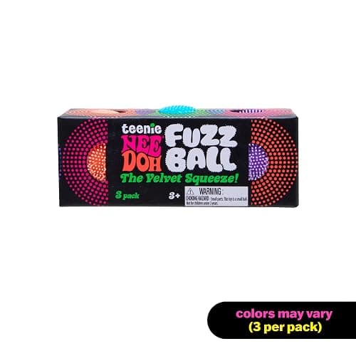 Schylling Teenie NeeDoh Fuzz Ball - Mini Sensory Toy with a Velvet Texture and Soft Cloud Squish - Ages 3 and Up - Color May Vary; Three Fuzz Balls Per Pack thumbnail 2