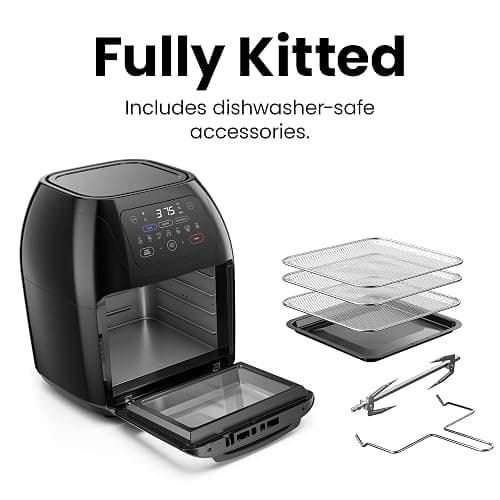 CHEFMAN Multifunctional Digital Air Fryer+ Rotisserie, Dehydrator, Convection Oven, 17 Touch Screen Presets Fry, Roast, Dehydrate, Bake, XL 10L Family Size, Auto Shutoff, Large Easy-View Window, Black thumbnail 9