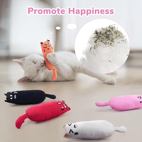 Legendog 5Pcs Bite Resistant Catnip Toy for Cats,Catnip Filled Cartoon Mice Cat Teething Chew Toy thumbnail 3
