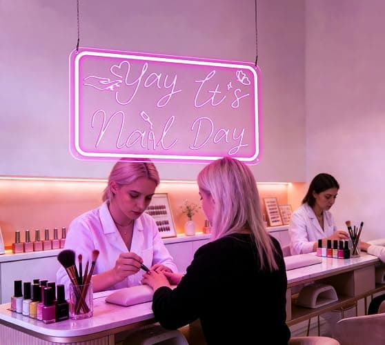 Yay It's Nail Day Neon Sign, Pink Neon Sign with 3D Carving Butterfly，Nails Neon Signs for Wall Decor, Bedroom - 3-Mode Dimmable USB Powered Salon Decor, Gifts for Nail Tech 16x8.8 Inches thumbnail 6