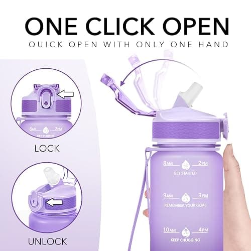 Hyeta 32oz Water Bottles with Straw - Stay Motivated and Hydrated with Convenient Times to Drink Markings, Durable, Leak-proof thumbnail 5