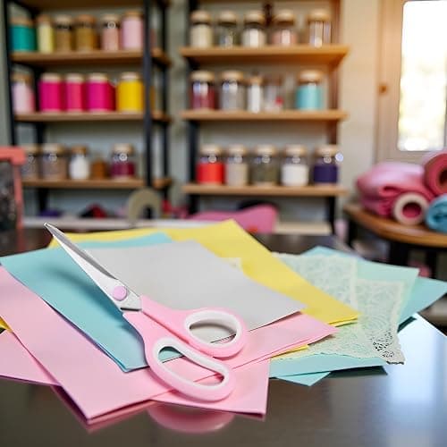 Pink Scissors, 7.5" All Purpose Scissor for Office and Home, Stainless Steel Craft Sewing Fabric Shears with Comfort Grip, Right/Left Handed (1 Pack) thumbnail 8