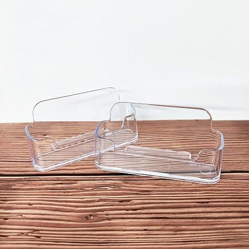 HSYMQ Acrylic Business Card Holder for Desk, Clear Plastic Business Cards Display Holders Stand, Fits 30-50 Business Cards thumbnail 2
