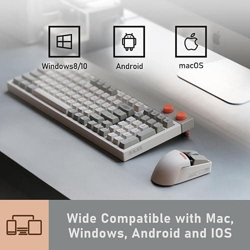 LOFREE Touch PBT Wireless Mouse with USB Receiver, Bluetooth, Wired Connection, Rechargeable, 4000 DPI with OLED Screen Compatible with Glass Surface for Mac Windows PC Notebook/Block Retro Grey thumbnail 8