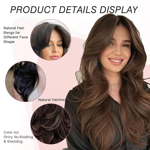 Jolelyne Red Layered Wavy Wig with Curtain Bangs for Black White Women Synthetic Long Burgundy Layered Wig Natural Looking Synthetic Heat Resistant Wigs for Daily Party UseButterfly Haircut Wigs(BUG) thumbnail 4