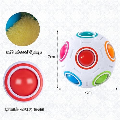 Vdealen Magic Rainbow Puzzle Ball, Fidget Ball Puzzle Brain Teaser Fidget Toy for Boys & Girls- Birthday Party Easter Valentines Christmas Stocking Stuffers for Kids Teen & Adults(Off White) thumbnail 3