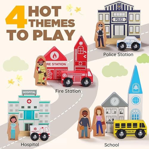 SainSmart Jr. 112-Piece Wooden Train Set for Toddler – Double-Sided Train Tracks, Compatible with Brio, Thomas, Melissa & Doug – Perfect Wood Toy for Boys and Girls thumbnail 2