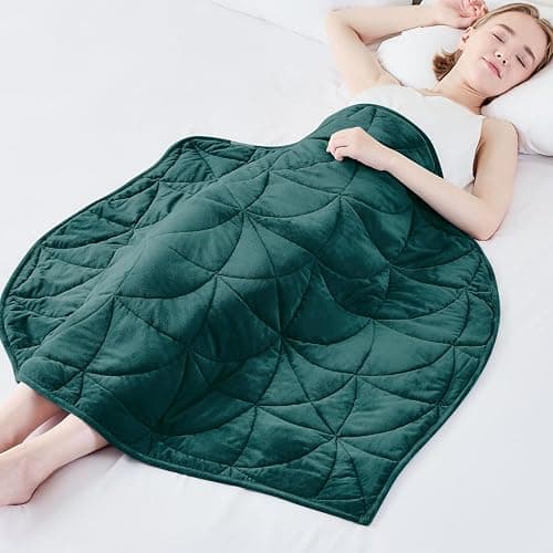 Weighted Lap Blanket 7 lbs for Adults, Luxury Soft Small Weighted Blanket, Compact Portable Weighted Lap Pad for Relaxation, Sleeping, Travel, All-Season Use, Forest Green, 40" x 52" - Image 1