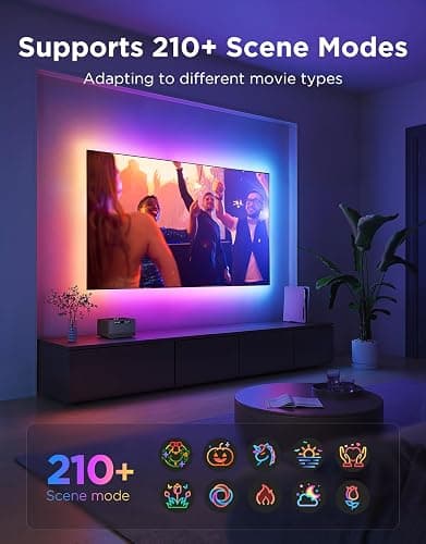 Govee TV LED Backlight 2, 14.4ft Cuttable TV Lights for 32-70 Inch TVs, Color Changing RGBWIC LED Strips Lights with 210+ Scene Modes & Music Sync, Smart APP and Voice Control, Easy Install thumbnail 4