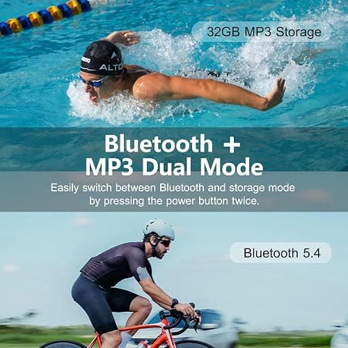 Dnniakm Swimming Headphones,Bone Conduction Headphones Bluetooth 5.4,IPX8 Waterproof,32G Memory Sports Headphone,Underwater Headphone with MP3-Player for Swim,Open Earphones for Swimming (Black X20) thumbnail 4