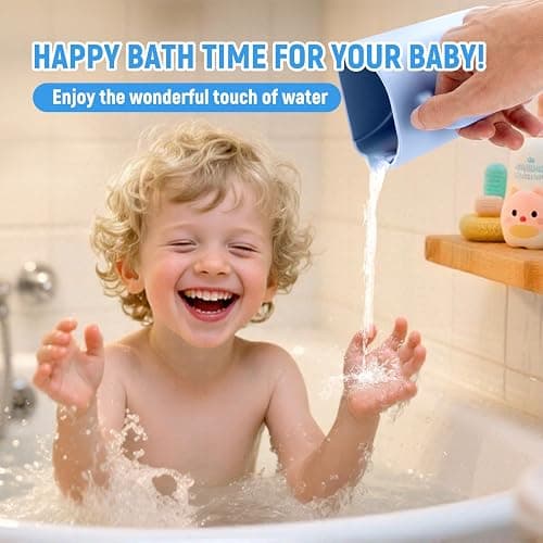 JOY ANAN Baby Bath Rinse Cup with Suctions, 100% Food Grade Silicone, Rinser to Wash Hair and Body with Easy Grip Handle thumbnail 4