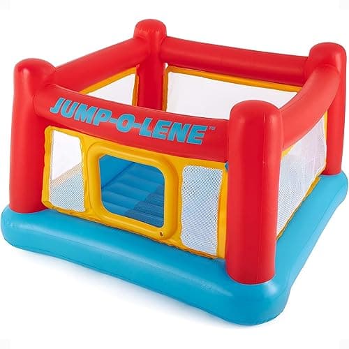 Intex Inflatable Jump-O-Lene Indoor or Outdoor Playhouse Trampoline Bounce Castle House with Crawl-Thru Door and Net for Kids Ages 3-6 - 1 Pack - Image 1