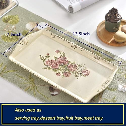 YOLIFE Porcelain Tea Set Vintage Rose, Tea Cups with Teapot, Serving Tray and Teaspoon Service for 4, Suitable for Tea Party Gifts thumbnail 2