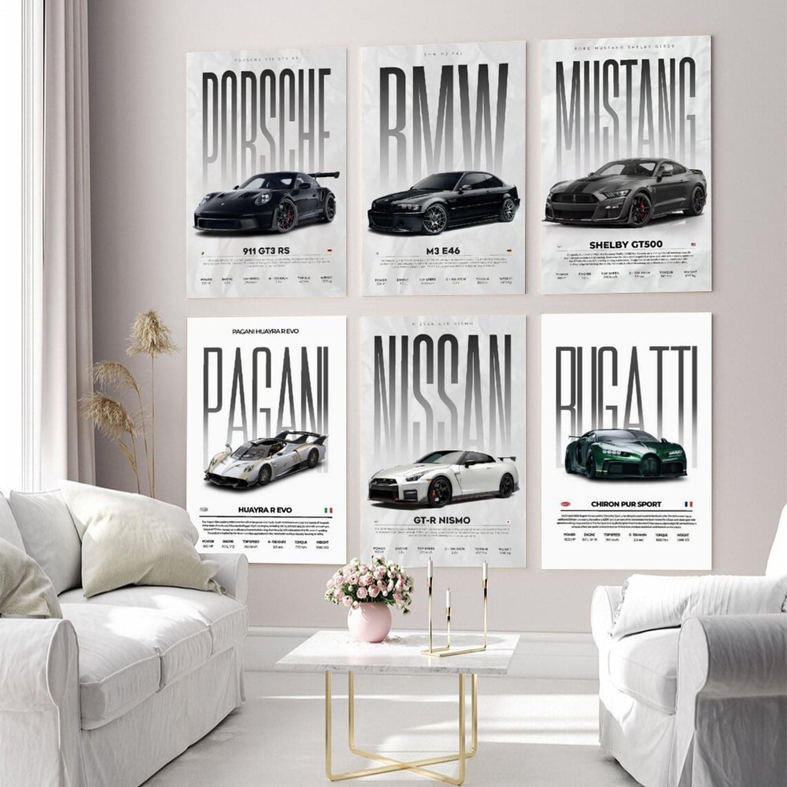 Car Wall Alt Posters Set of 6 Canvas Posters Room Aesthetic Festival Family Bedroom Decor Wall Art Home 08x12inch(20x30cm) thumbnail 4