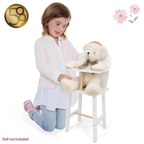 509 Crew: Little Flora - Wooden Doll Highchair - Flower-White-Pink, Feeding Station, Doll & Stuffed Animals Accessory, Pretend Play Toy, Kid 3+ thumbnail 5