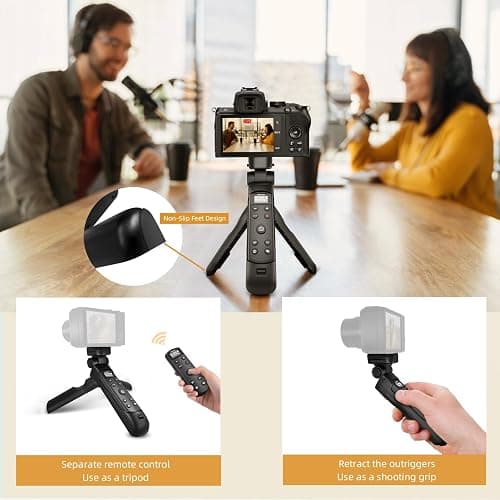 (Auris) for Sony Tripod Wireless Shooting Grip with Shutter Release - Mini-Tripod with Rechargeable Remote Control for ZV-E10/ZV-E1/ZV-1/ZV-1F/RX100 VII/RX0 II/A6700/A6400/A6600/A7 III/FX3/FX30 - for Vlogging thumbnail 2