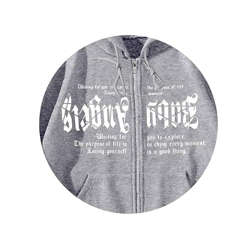RSZGSWS Men's Gothic Printed Hoodies Casual Long Sleeve Zip Up Hoodie Y2K Long Sleeve Sweatshirts thumbnail 3