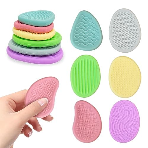 Sensory Fidget Toys, Silicone Textured Tactile Discs Set, 6 Pack Colorful Sensory Stone, Non-Sticky Smooth Surface, Sensory Play Educational Toys (Stone - 6 Pack) - Image 1