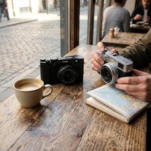 FUJIFILM X100VI Digital Camera with 40MP APS-C Sensor, 23mm f/2 Lens, IBIS, Hybrid Viewfinder, Compact Street Photography & Travel Camera (Silver) Bundle with Soft Case and 32GB Memory Card thumbnail 6