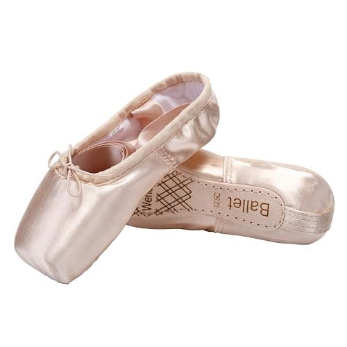 WENDYWU Girls Womens Dance Shoe Pink Ballet Pointe Slippers Ballet Flats Shoes with Ribbons Toe Pads Black Pink Red - Image 1