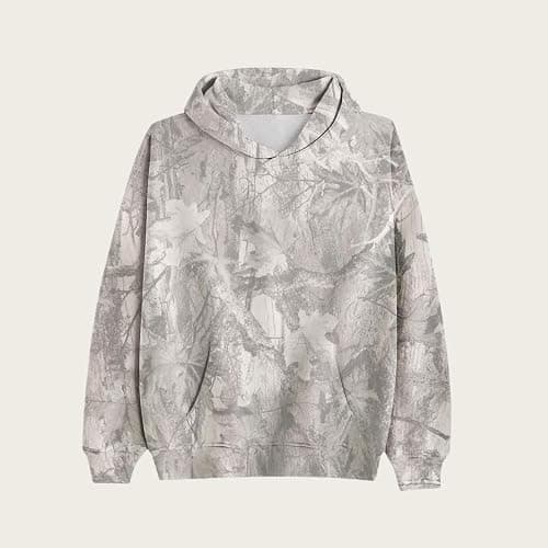 Womens Camo Hoodie Maple Leaf Print Oversized Hooded Sweatshirt Fleece Pullover Camouflage Hoodies for Women Trendy thumbnail 2