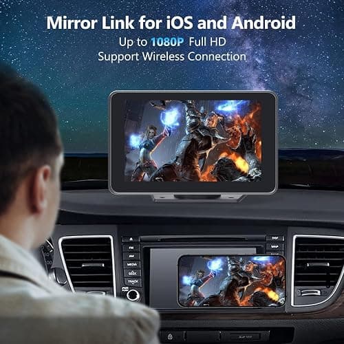 Carplay Screen for Car with Apple CarPlay/Android Auto, 7" Wireless Car Stereo, Portable Touchscreen Car Radio with Bluetooth, Backup Camera, GPS Navigation, Mirror Link,Multimedia Player All Vehicles thumbnail 5
