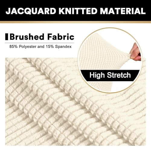 PrinceDeco Stretch Armless Futon Cover Futon Slipcover Full Queen Size Couch Cover Futon Sofa Bed Cover Furniture Protector with Elastic Bottom, Machine Washable, Biscotti Beige thumbnail 3
