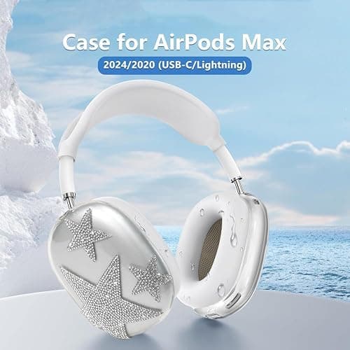 Case Cover for AirPods Max Headphones,Clear Soft Ear Cups Cover Accessories for Apple AirPods Max (2024/2020) (Stars) thumbnail 4