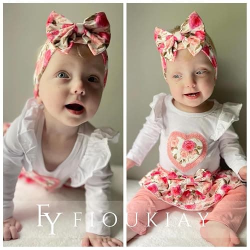 fioukiay Newborn Baby Girl Clothes Infant Girls Floral Love Printed Romper and Ruffle Pants Sets 4pcs Winter Fall Outfits thumbnail 4